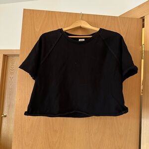 PINK Victoria's Secret Black Ribbed Crew Sweatshirt